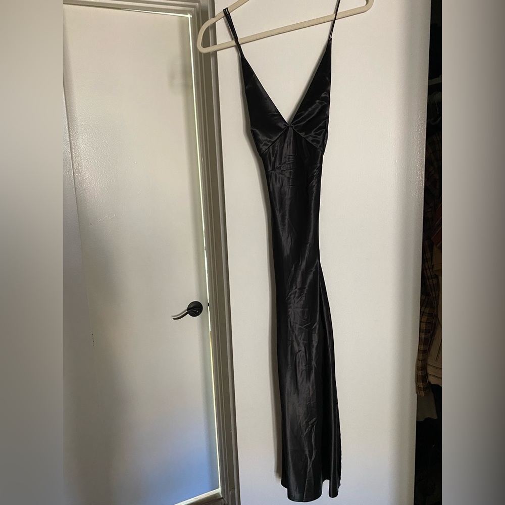 Silky Black Dress With Slit